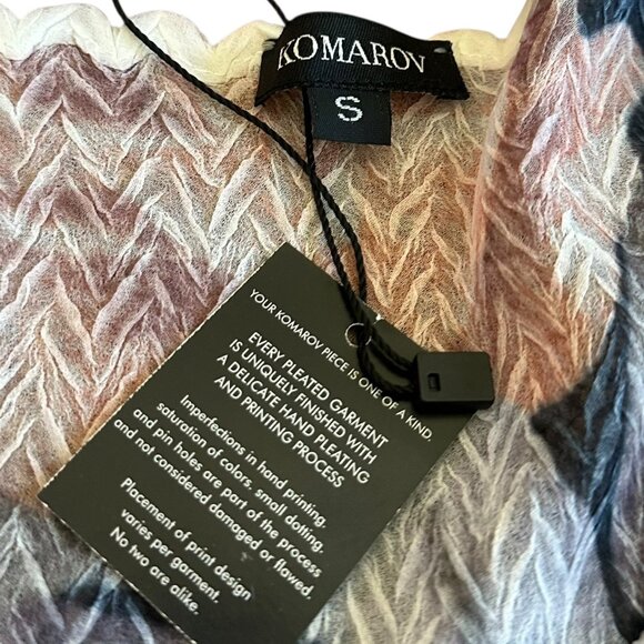 Komarov Grey Floral Print Midi Dress V-Neck Stretch Crinkle Size Small Women NWT - Picture 8 of 15